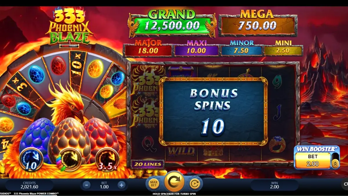 333 Phoenix Blaze Power Combo slot game interface